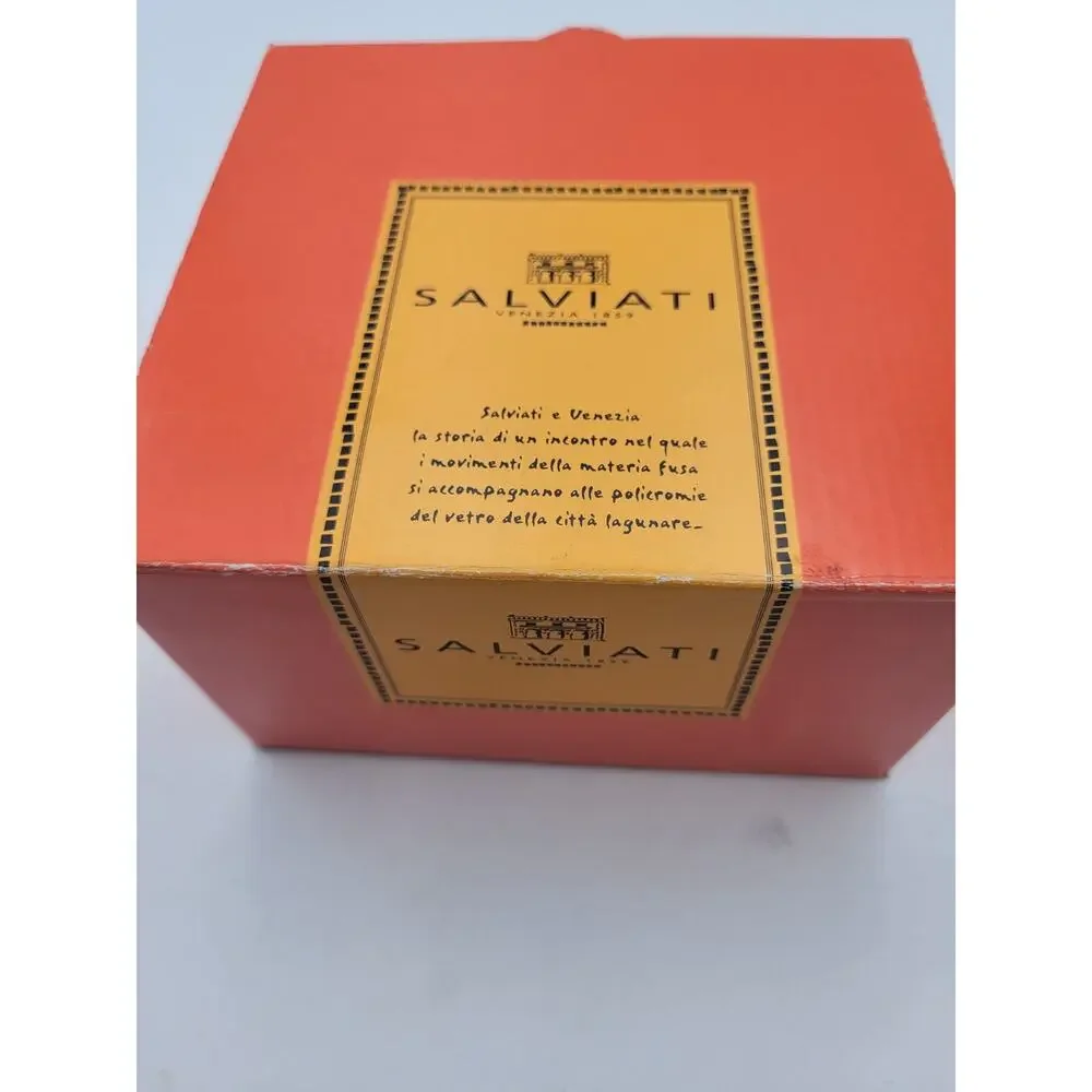 Salviati Venezia Set of 4 Crystal Coasters Art Glass with Box Vintage Italy